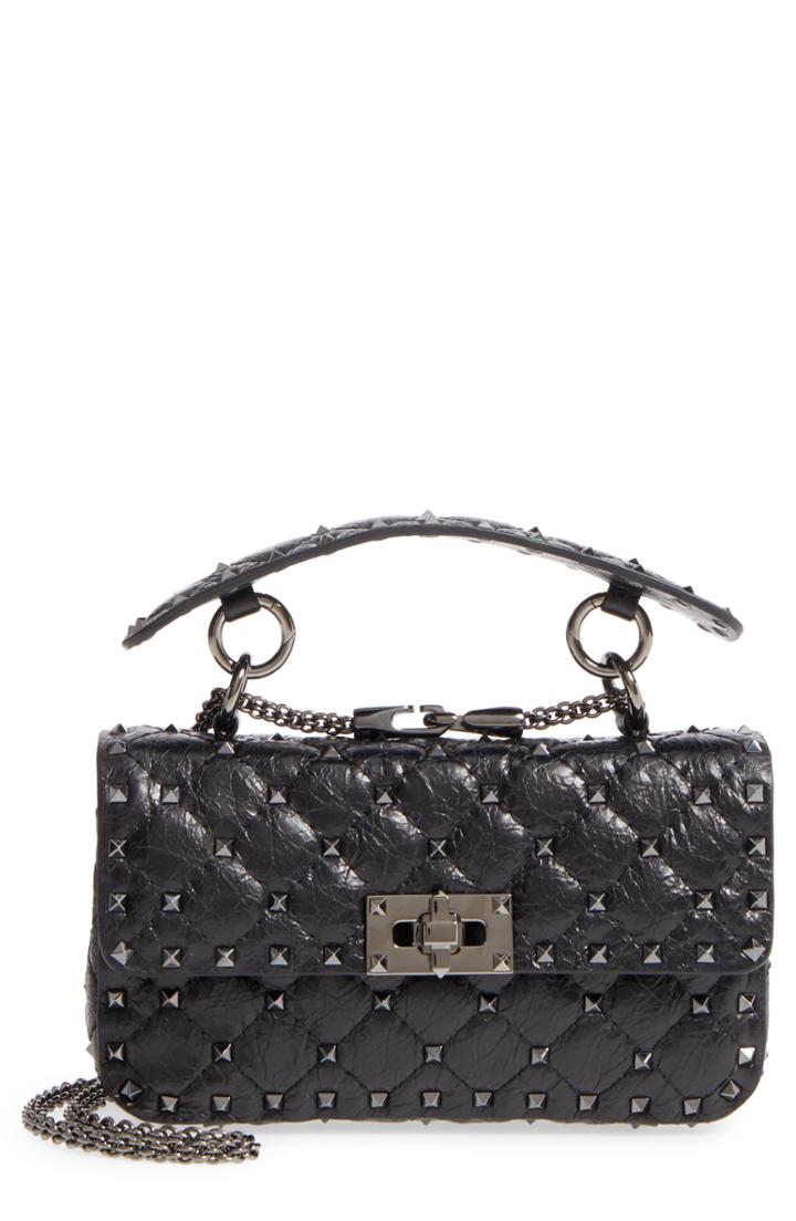 Valentino Garavani Vitello Rockstud Leather Shoulder Bag -