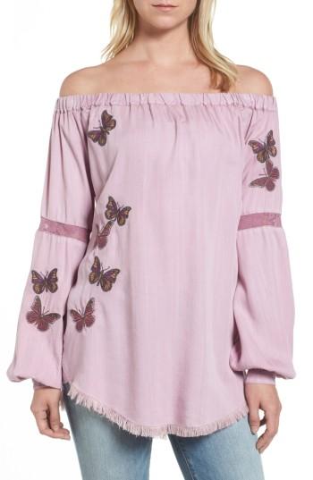 Women's Billy T Embroidered Off The Shoulder Top - Pink