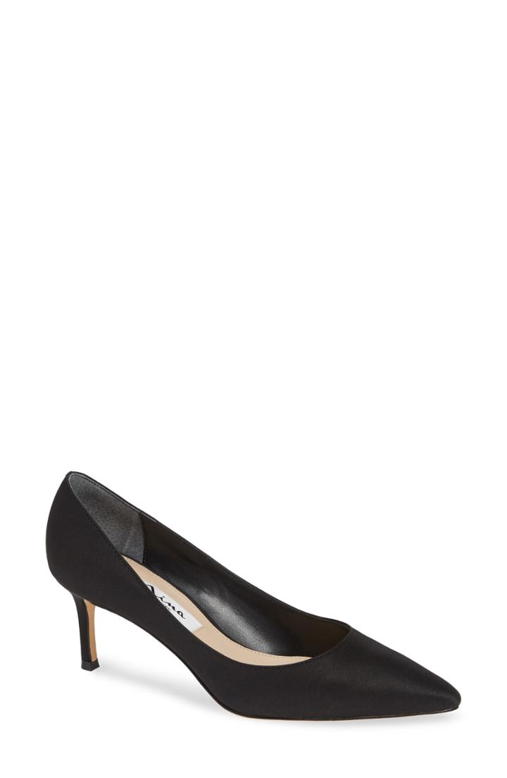 Women's Nina Stacy Pointy Toe Pump .5 M - Black