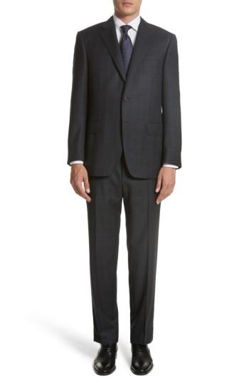 Men's Canali Classic Fit Windowpane Wool Suit (regular & Big)
