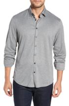 Men's Stone Rose Trim Fit Tech Knit Sport Shirt, Size - Black