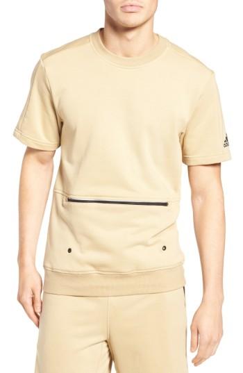 Men's Adidas Sport Id French Terry Short Sleeve Sweatshirt - Beige