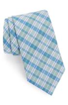 Men's David Donahue Plaid Linen & Silk Tie, Size - Green