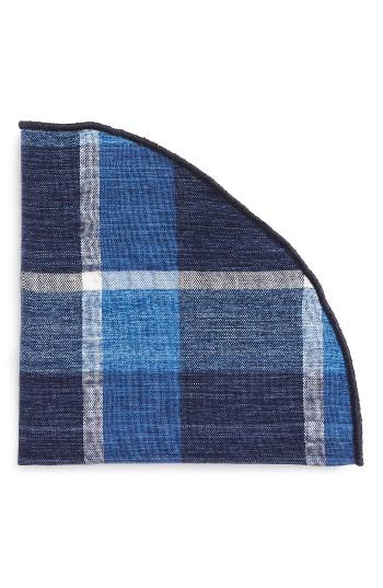 Men's Alexander Olch Plaid Pocket Round, Size - Blue