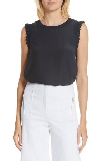 Women's Cinq A Sept Lenore Silk Blouse, Size - Blue