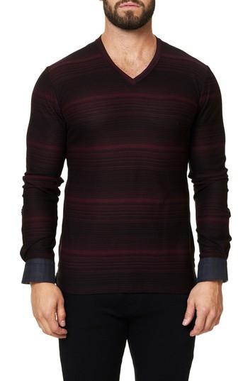 Men's Maceoo Stripe Long Sleeve V-neck (m) - Black