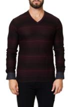Men's Maceoo Stripe Long Sleeve V-neck (m) - Black