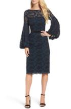 Women's Maggy London Lace Bishop Sleeve Dress - Blue