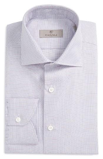 Men's Canali Regular Fit Check Dress Shirt .5 - Pink