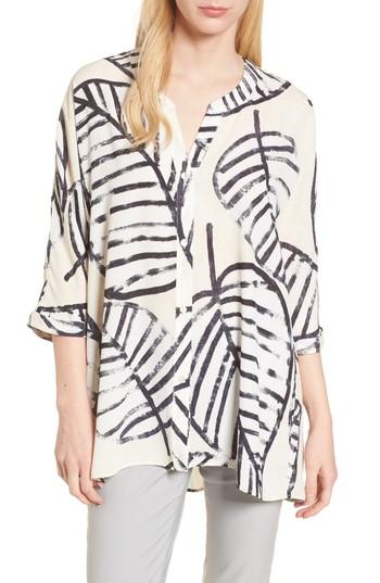 Women's Nic+zoe Etched Leaves Top - Beige