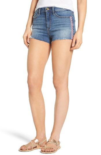 Women's Sp. Black Embroidered Trim Cutoff Denim Shorts - Blue