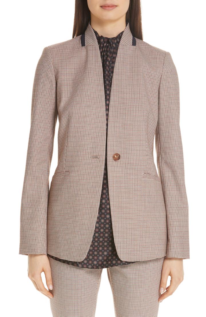 Women's Lafayette 148 New York Darcy Plaid Jacket (similar To 14w) - Red