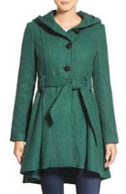 Women's Steve Madden Belted Hooded Skirted Coat - Green
