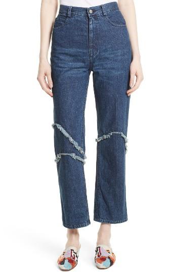 Women's Rachel Comey Ticklers Frayed High Waist Crop Jeans - Blue