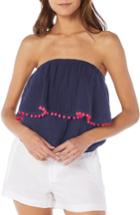 Women's Michael Stars Pompom Gauze Blouson Tube Top - Blue