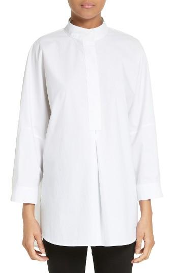 Women's T By Alexander Wang Mandarin Collar Cotton Poplin Tunic