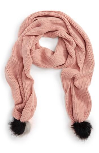 Women's Bp. Faux Fur Pom Knit Scarf
