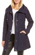 Women's Guess Side Lace-up Hooded Trench Coat - Blue