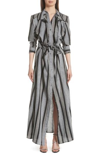 Women's Y/project Long Stripe Linen Shirtdress - Grey