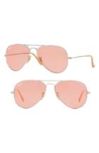 Women's Ray-ban 58mm Polarized Photochromic Aviator Sunglasses - Pink