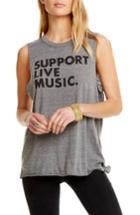 Women's Chaser Support Live Music Muscle Tank - Grey