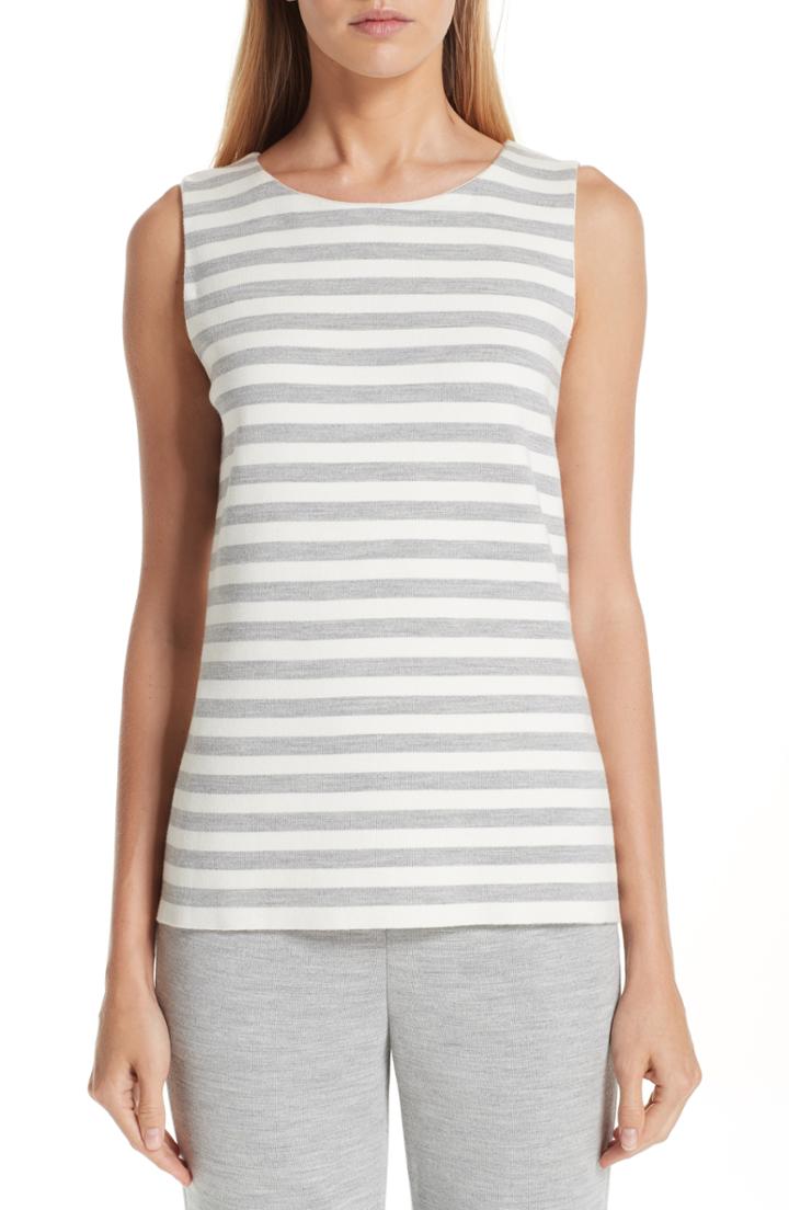 Women's St. John Collection Stripe Knit Shell - Beige