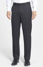 Men's Berle Flat Front Wool Gabardine Trousers X 32 - Black