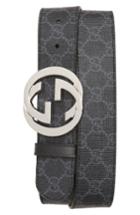 Men's Gucci Logo Buckle Interlocking Belt Eu - Black