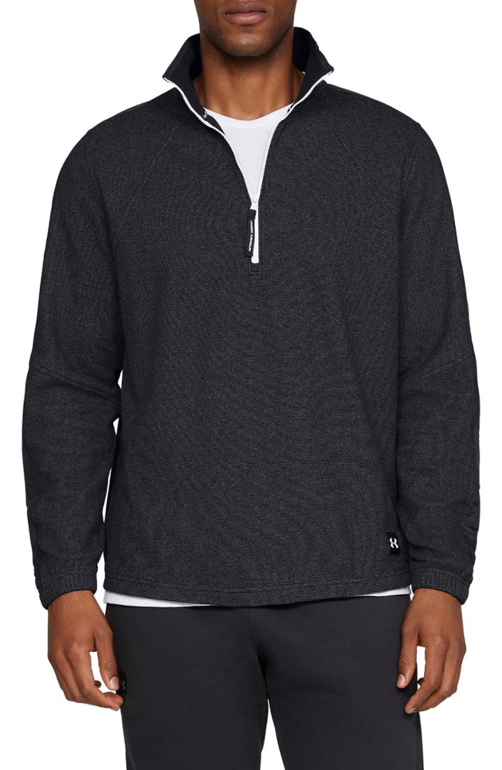 Men's Under Armour Sportstyle Microfleece Half Zip Pullover - Black