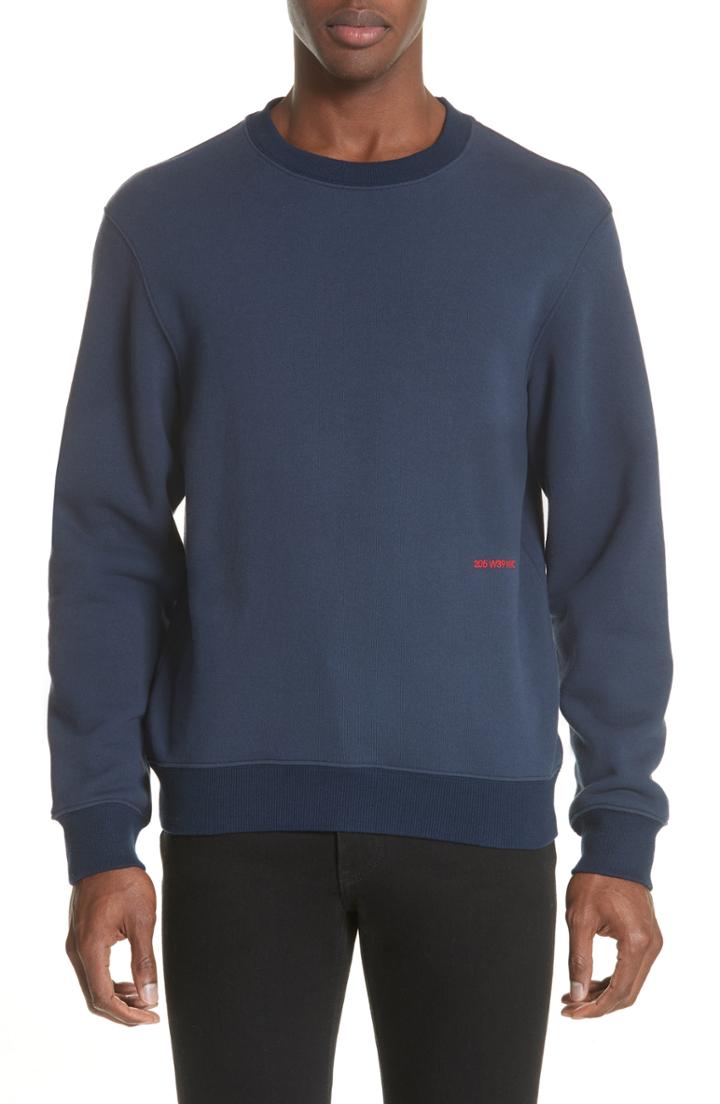 Men's Calvin Klein 205w39nyc Embroidered Crewneck Sweatshirt, Size - Blue