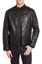 Men's Cole Haan Washed Leather Moto Jacket - Black