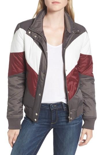 Women's Trouve Colorblock Quilted Jacket, Size - Grey