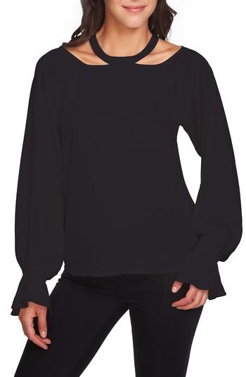 Women's 1.state Cold Shoulder Satin Blouse - Black