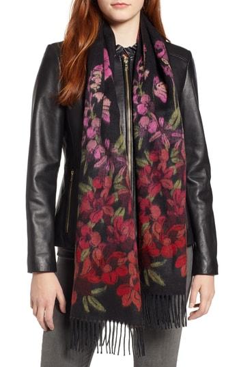 Women's Echo Floral Jacquard Scarf, Size - Black