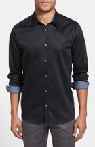 Men's Ted Baker London 'plancuf' Modern Slim Fit Stretch Sport Shirt (l) - Black