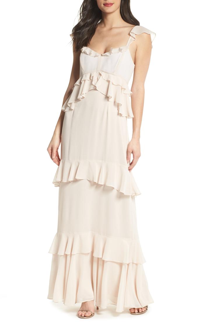 Women's Wayf The Kiara Empire Plunge Neck Gown