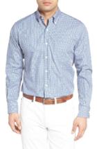 Men's Peter Millar Pacific Multi Check Fit Sport Shirt, Size Small - Blue
