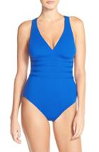 Women's La Blanca Cross Back One-piece Swimsuit - Blue