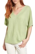 Women's Eileen Fisher V-neck Organic Linen Top, Size - Green