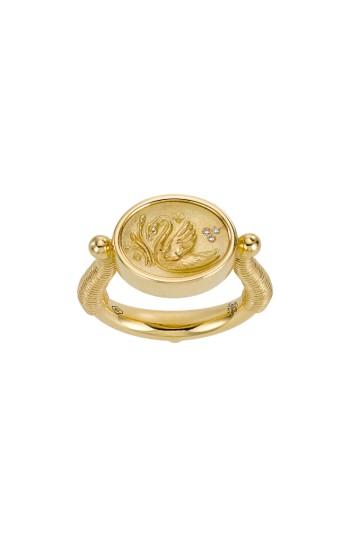 Women's Temple St. Clair Object Trouve Swan Coin Diamond Ring