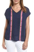 Women's Thml Embroidered Metallic Pinstripe Top - Blue