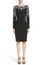 Women's Badgley Mischka Couture. Embellished Crepe Cocktail Dress - Black