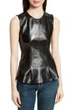Women's Theory Darted Paper Leather Mix Media Top