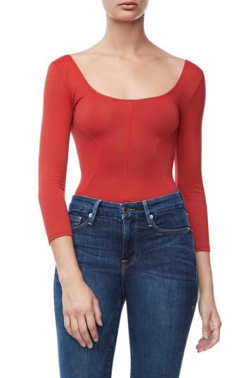 Women's Good American Good Body Core Ballet Thong Bodysuit - Red