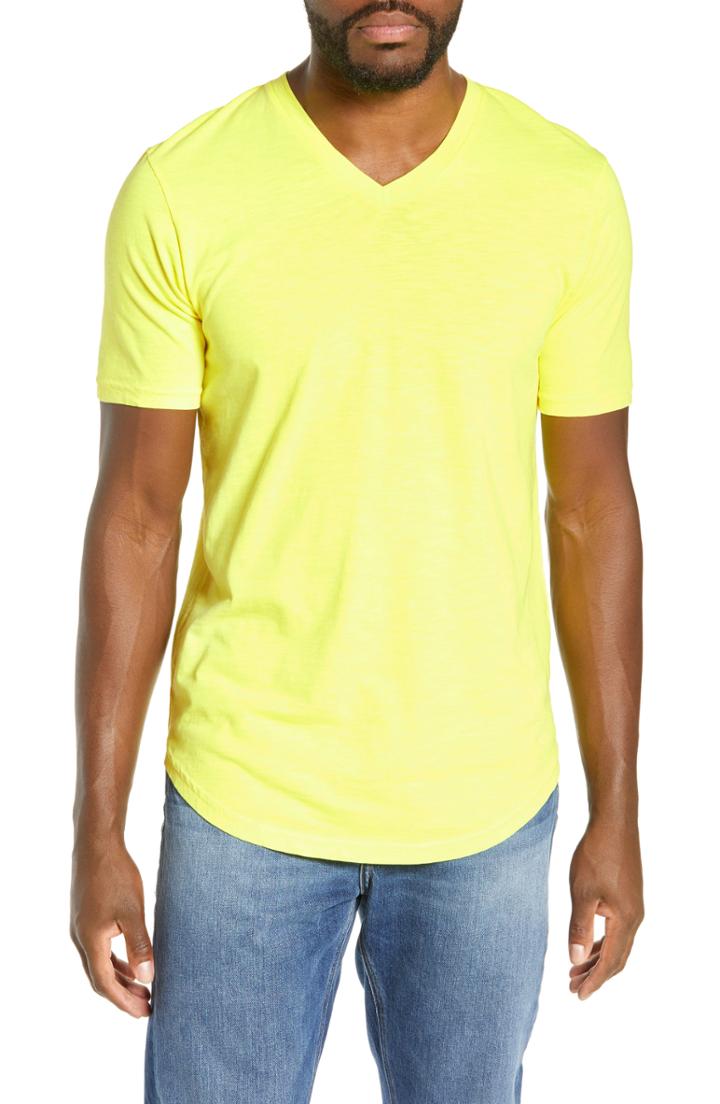 Men's Goodlife Scallop Slub V-neck T-shirt, Size - Yellow