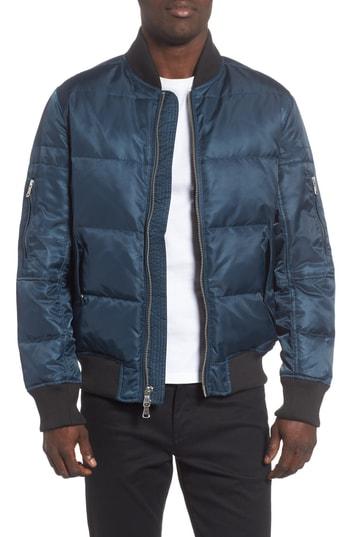 Men's The Very Warm Vandal Down & Feather Fill Quilted Bomber Jacket - Blue