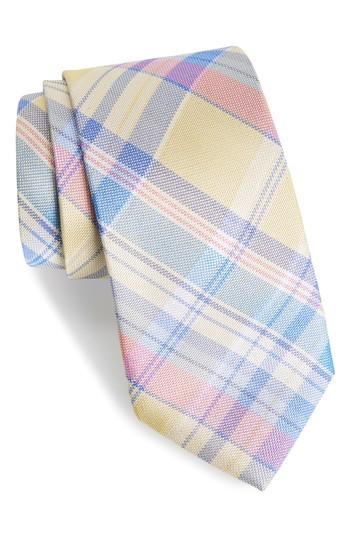 Men's Southern Tide Del Rio Plaid Silk Tie, Size - Yellow