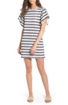 Women's Cotton Emporium Flutter Sleeve Stripe Shift Dress - Blue