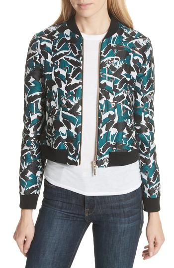 Women's Ted Baker London Joeshi Jacquard Bomber Jacket - Blue/green