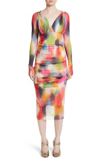 Women's Fuzzi Brushstroke Print Tulle Ruched Dress